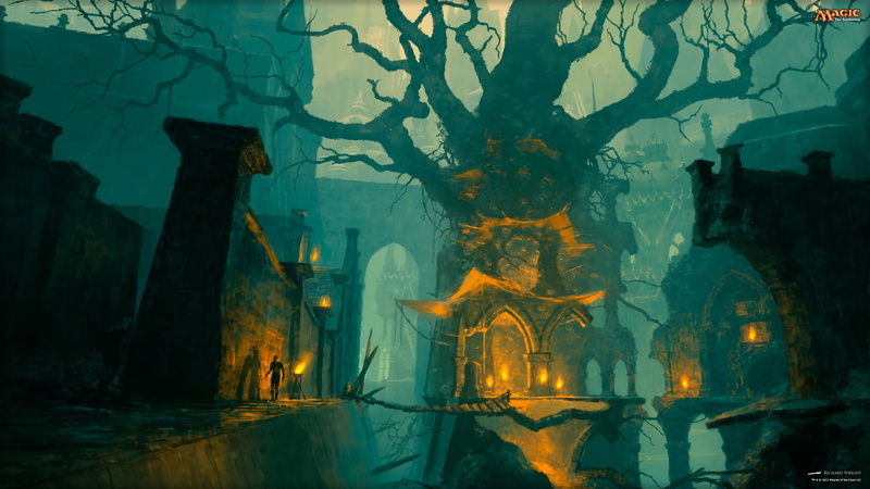 bridge, Magic: The Gathering, trees, Gruul, magic, 2K