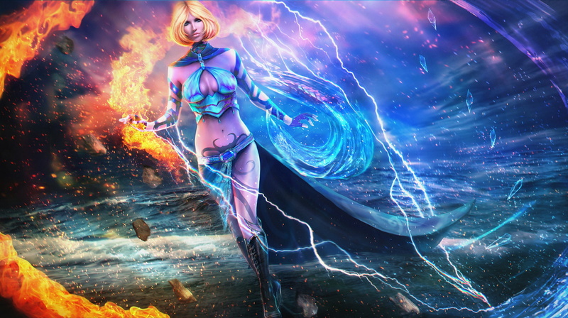 magic, girl, Guild Wars 2, art, 1080P, elementalist, fire, water, storm