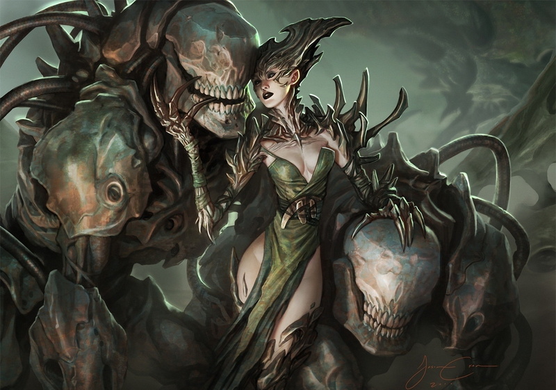 Magic: The Gathering, fantasy art, Gamer, creature, fantasy girl, 1080P, dark fantasy