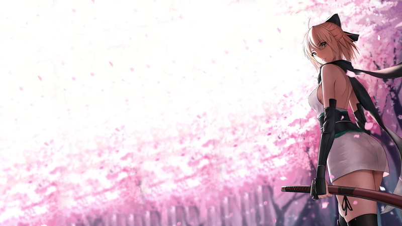 short hair, cherry blossom, 1080P, FateGrand Order, anime girls, Fate Series, Sakura Saber