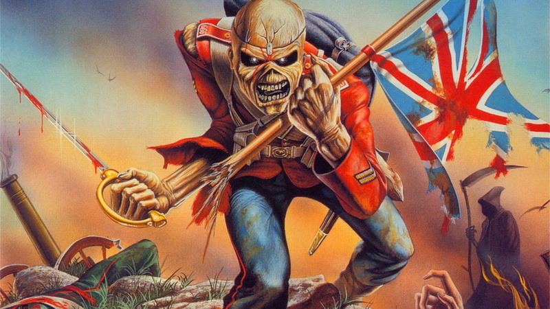 creativity, Eddie, sculpture, architecture, nature, Union Jack, representation, Iron Maiden, wall - building feature, artwork, band mascot, album covers