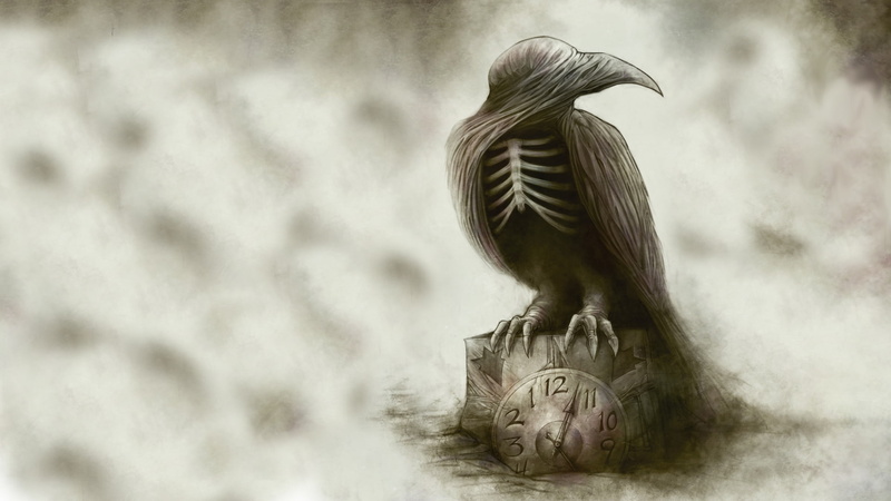 birds, covers, sepia, album, x, art, skeletons, flames, horror, 1080P, animals, hd, ravens