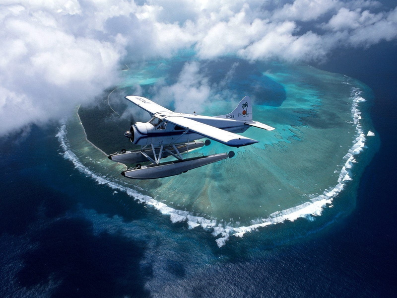 transportation, sport, mode of transportation, water, flying, air vehicle, scenics - nature, cloud - sky, outdoors, 720P, sea, travel, airplane, nature
