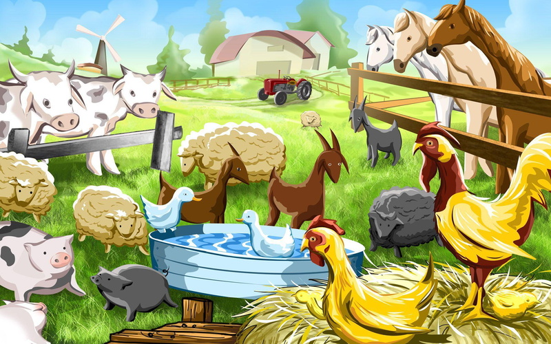 sheep, animals, horse, animal, goat, vector, 1920x1200, chicken, sketch, 1080P, farm
