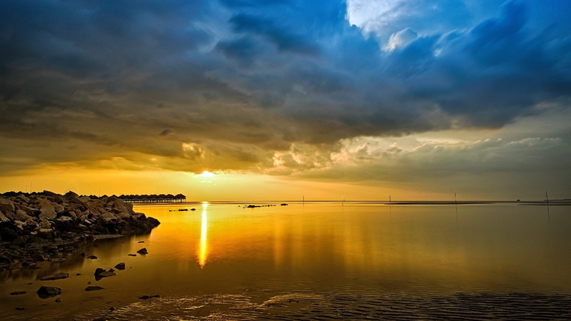 beauty in nature, beach, tranquil scene, nature, no people, horizon over water, horizon, cloud - sky, orange color, scenics - nature, outdoors, reflection