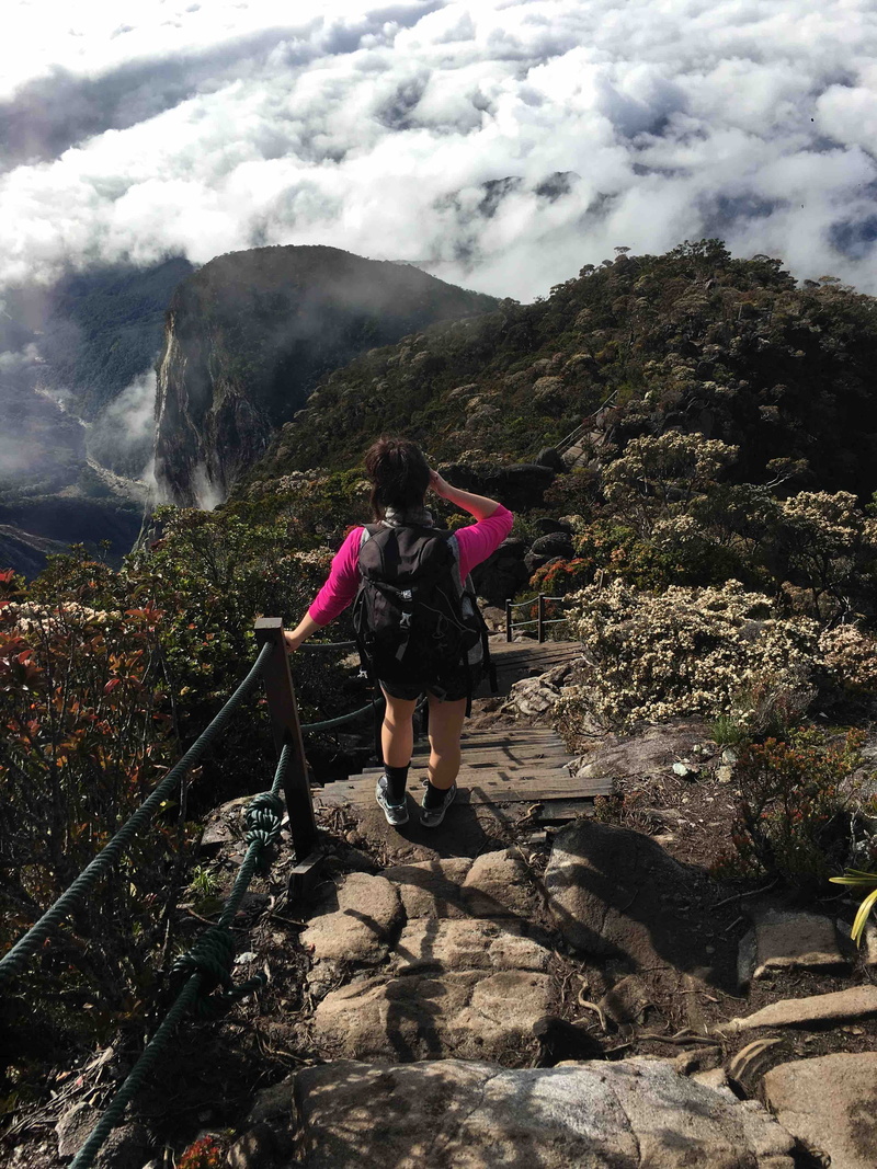 people, women, malaysia, hiking, 4K, adventure, real people, solid, mountain, mountain range, scenics - nature, outdoors, rock, mount kinabalu, sky, lifestyles