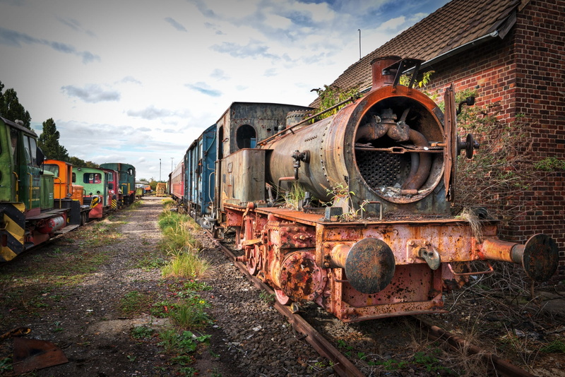 rusty, towing vehicle, train - vehicle, 1080P, mode of transportation, historically, shunting yard, loco, steam railway, railroad track, nature, old, rail transportation