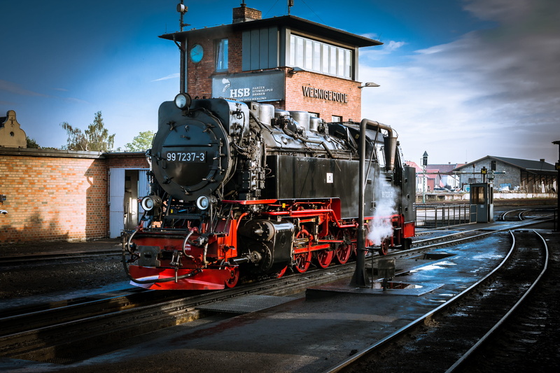 steam, black, building exterior, resin, loco, transportation, railroad station, shunting yard, public transportation, train, sky, outdoors, locomotive