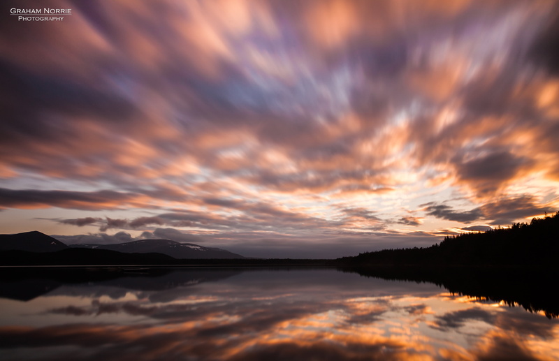 5K, water  sky, Loch, nature, time lapse, evening, country, orange  black, speyside, lapse, lake, outdoors, sky, scotland, mountain, movement, landscape