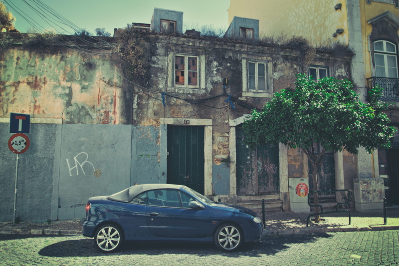 retro Styled, land vehicle, 4K, plant, Portugal, building, built structure, captured, back, no people, back street, transportation, motor vehicle, mode of transportation