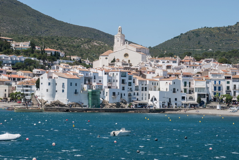 land, outdoors, building, catalunya, built structure, clear sky, nature, mountain, sea, body of water, place of worship, waterfront, travel, religion, 4K