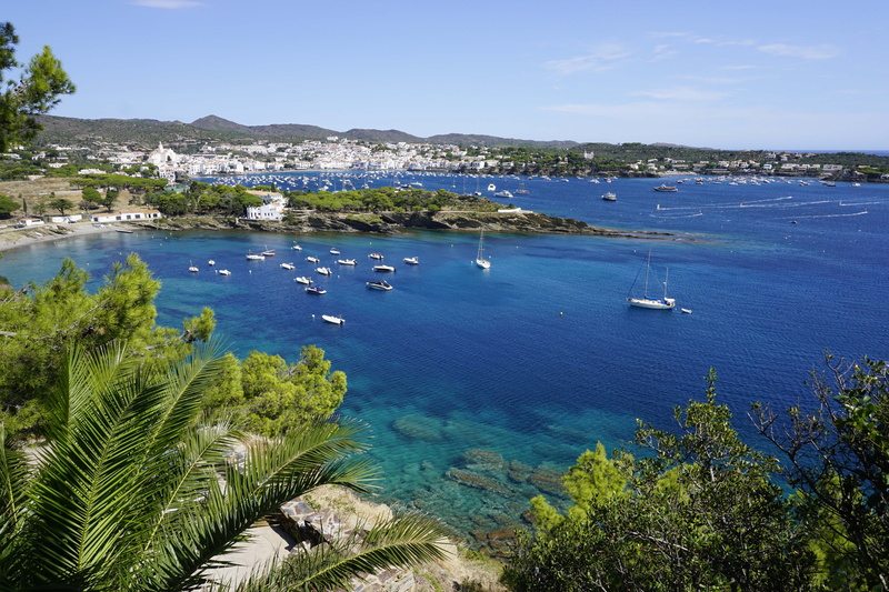 sky, plant, tranquility, growth, outdoors, catalonia, cataluna, bay, yacht, no people, seascape, sailboat, mountain, beauty in nature, high angle view