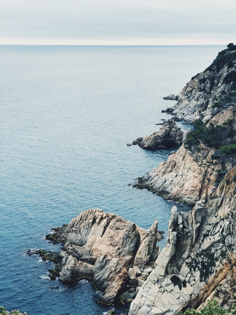 sky, no people, tranquil scene, costa brava, nature, scenics - nature, rocks, beauty in nature, eroded, tranquility, idyllic, 4K, platja des codolar, horizon over water