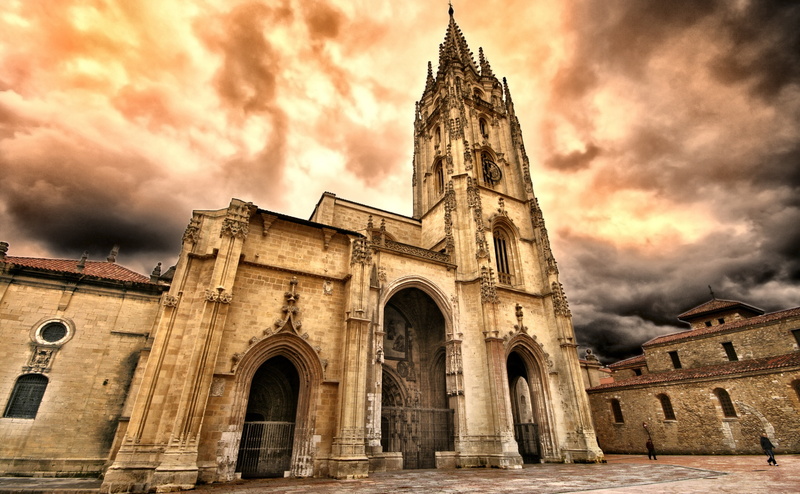 ruined, building exterior, spirituality, the past, sunset, cathedral, arch, built structure, spire, old, sky, ancient civilization, Spain, building, no people