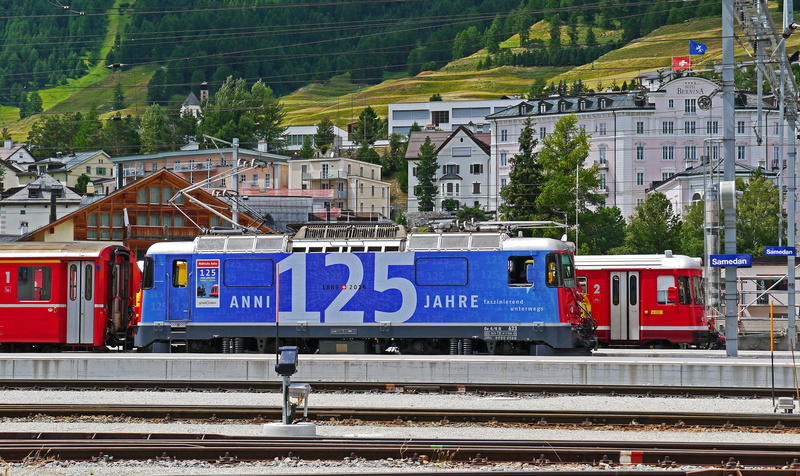railroad track, 125 years, samedan, building exterior, day, mode of transportation, svizzera, world heritage, platform, railway station, communication