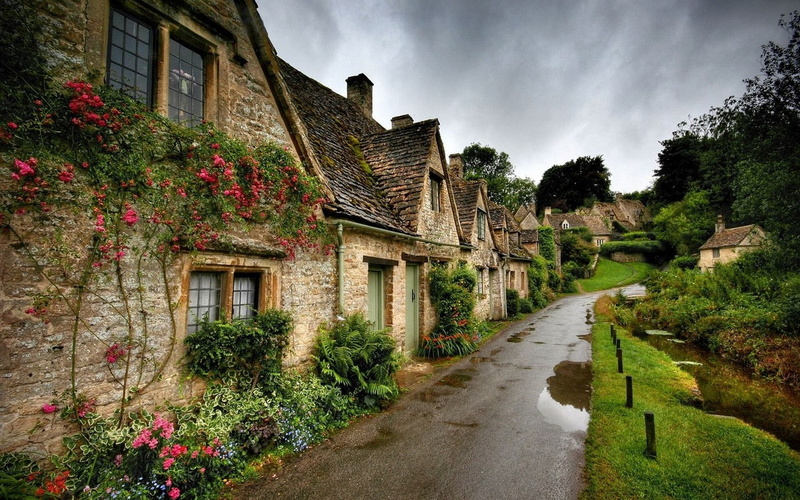 grass, house, street, England, nature, flowers, photography, landscape, urban, architecture, garden, old, 720P