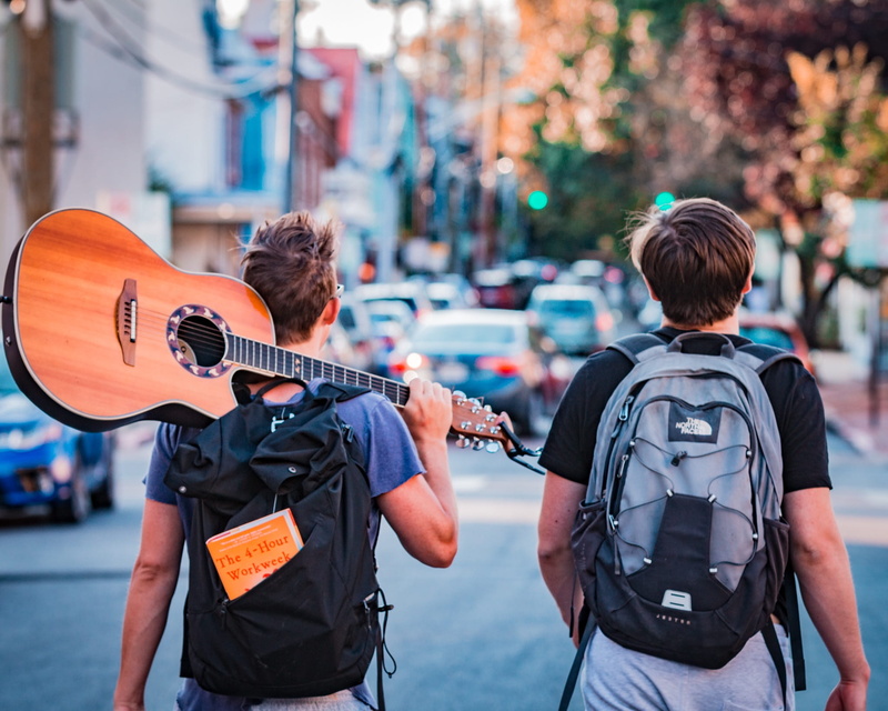 book, carrying, exploring, daytime, walk, urban, people, adventure, holding, two people, two, men, backpack, casual clothing, walking, incidental people