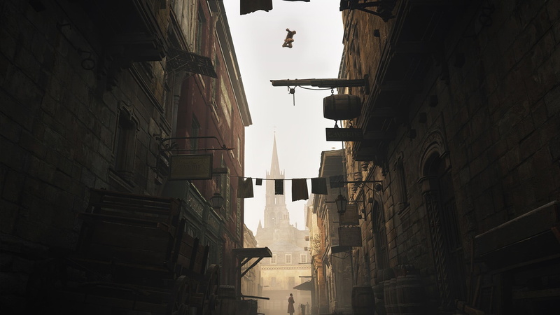 nature, video games, assassins, wall, narrow, no people, 1080P, low angle view, wall - building feature, building, old, sky, religion, architecture, day