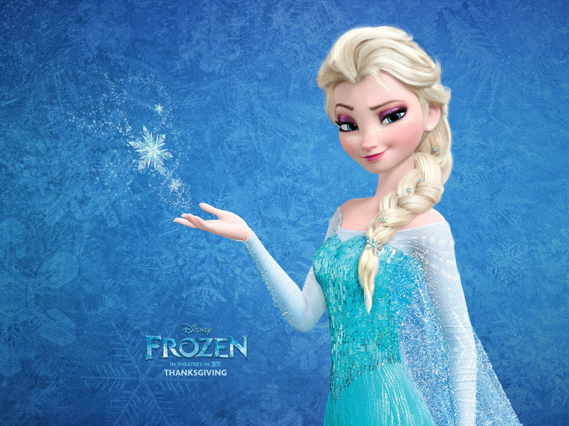 looking at camera, blond hair, Frozen, women, hair, make-up, 1080P, studio shot, blue background, portrait, adult, fashion, Elsa (Frozen), beauty, indoors