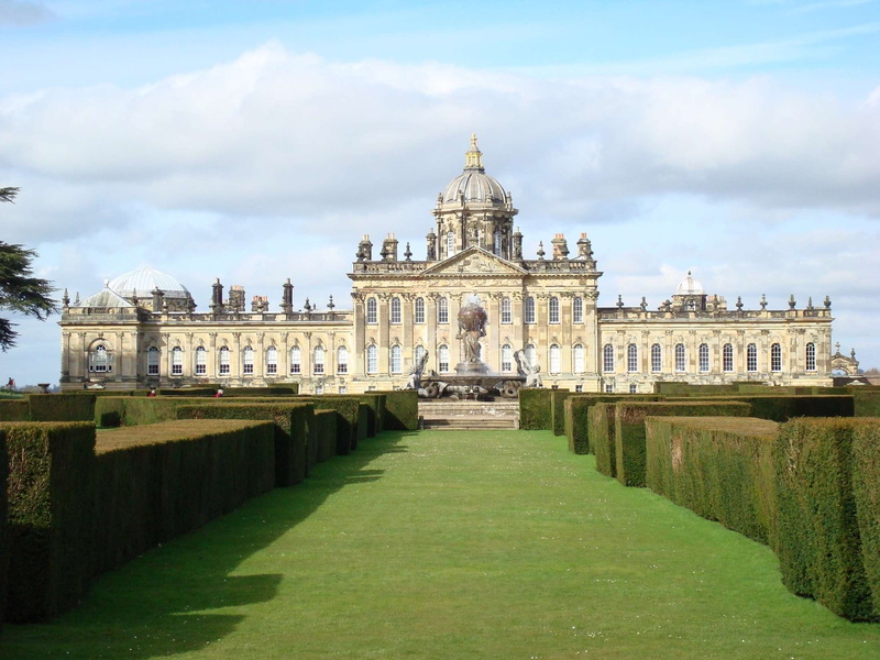 building, building exterior, no people, mansion, tourism, sky, cloud - sky, north yorkshire, earl of sandwich, nature, 18th century, grass, attraction