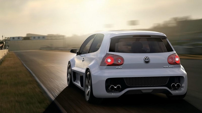 cars, w, golf, 1080P, white, back, volkswagen, gti, race, street