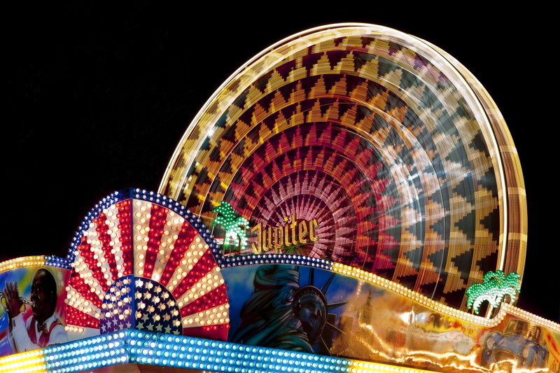 no people, carousel, rides, spinning, motion, leisure activity, night, circles, lights, lighting, fairground, pattern, hustle and bustle, entertainment
