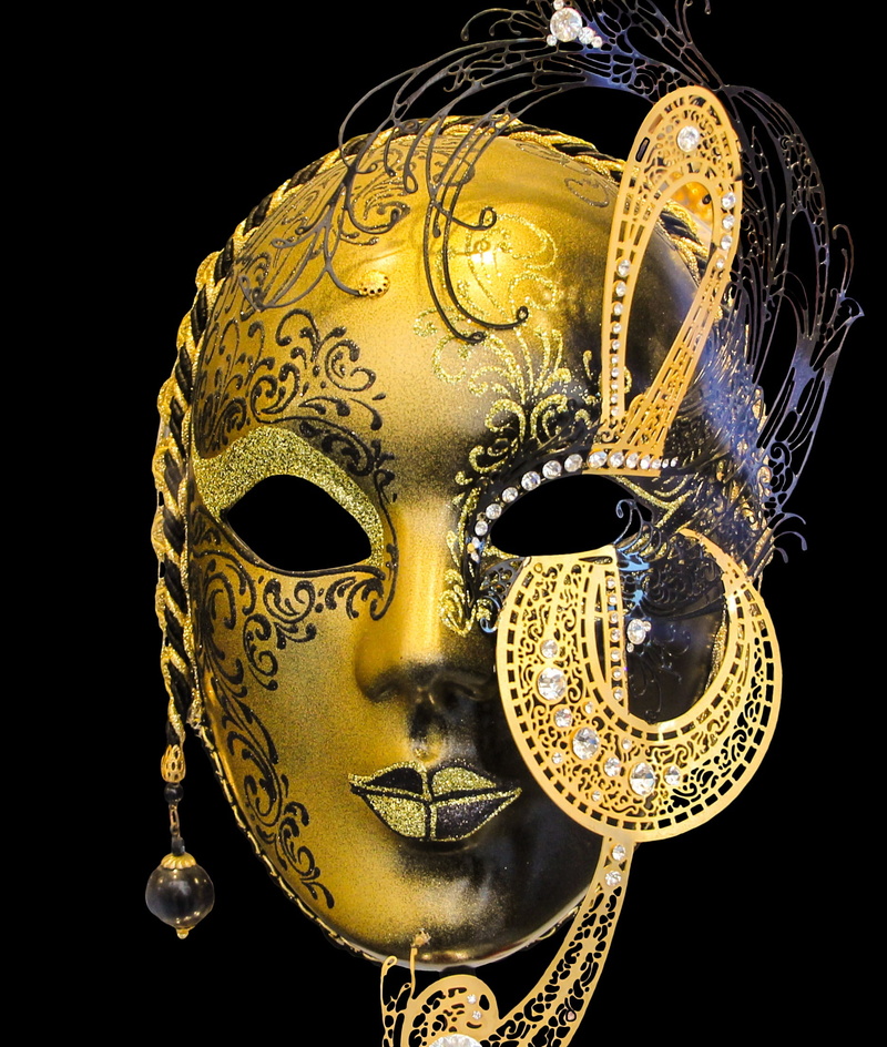 decoration, representation, human Face, close-up, carnival - celebration event, masquerade, black background, no people, studio shot, 1080P, festival
