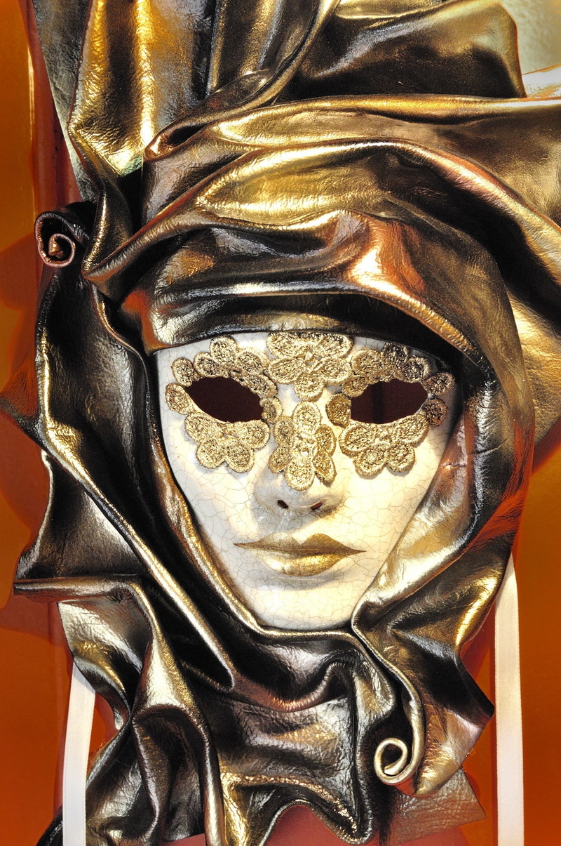 party, mask, venetian, indoors, carnival mask, religion, male likeness, no people, hidden, costume, fashion, gold, decoration, eyes, metal, gold colored
