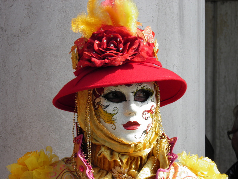 wearing, 4K, headshot, mask of venice, disguise, mask - disguise, portrait, lifestyles, art and craft, red, person, venetian mask, real people, clothing