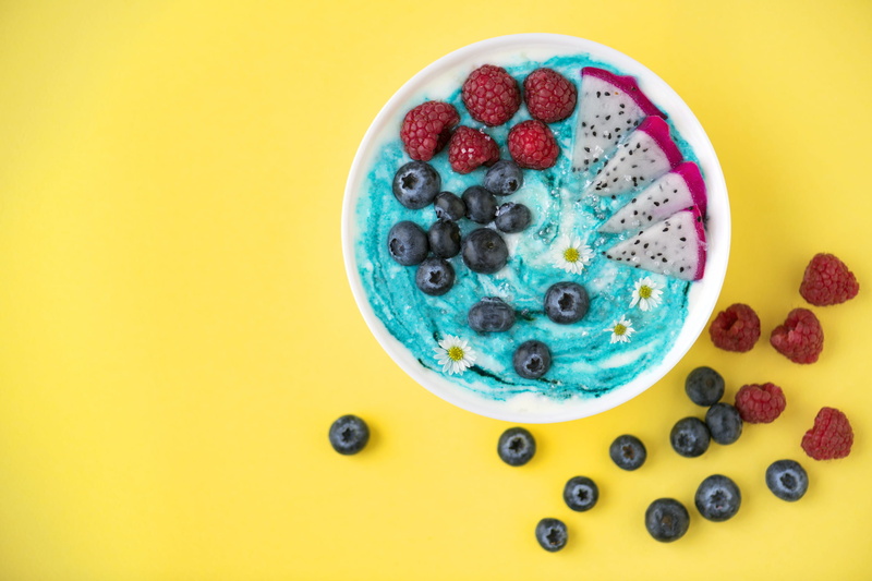 fruit, berries, ripe, brunch, energy, vitamin, yummy, organic, freshness, blueberries, temptation, berry fruit, natural, directly above, antioxidant, yellow background