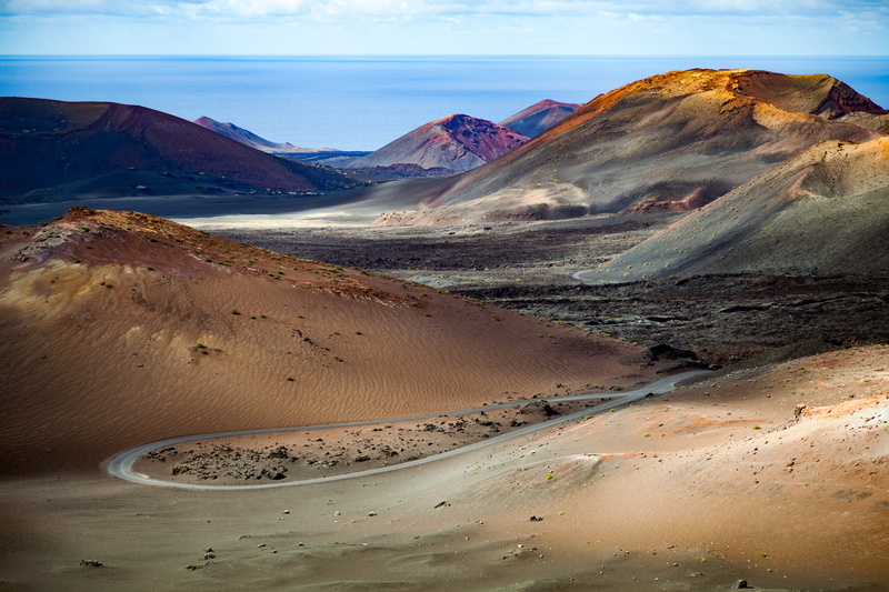 desert, hills, travel, Timanfaya, mountain, landscape, lanzarote, volcanic Landscape, nature, white, canary, 5K, clouds, near, lava, scenics, white clouds