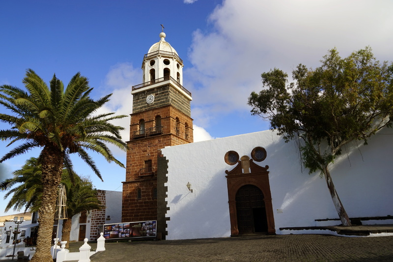 lanzarote, sky, steeple, clock tower, building exterior, built structure, place of worship, tower, clock, no people, building, belief, plant, places of interest
