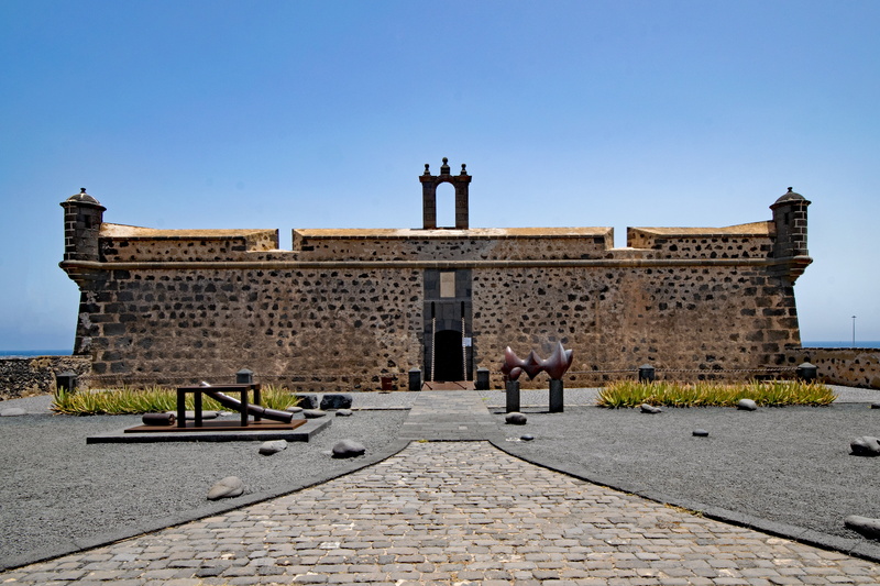 canary islands, history, lanzarote, sky, day, full length, footpath, blue, animal themes, castillo de san josé, museum, animal, no people, nature, building exterior