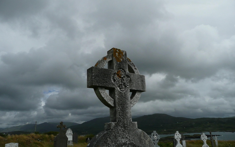2K, marker, celtic, animals, cross, overcast, grave