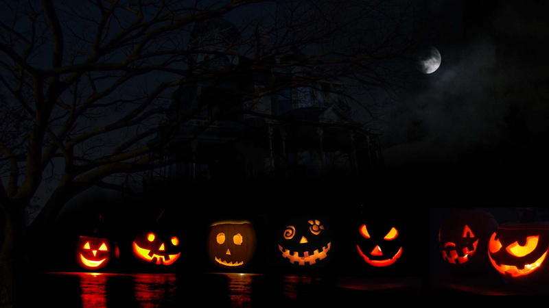 pumpkin, 1080P, jacks, jack-o-lantern, Moon, art, halloween, hd, Haunted, abstract