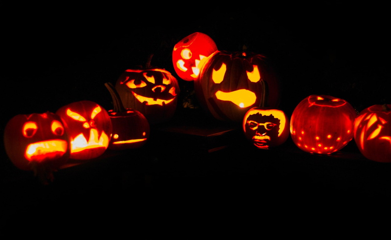 pumpkins, luminosity, gang, food, o, no people, scary, illuminated, Holidays, dark, anthropomorphic, celebration, led, decor, orange color, Halloween, jack o lantern