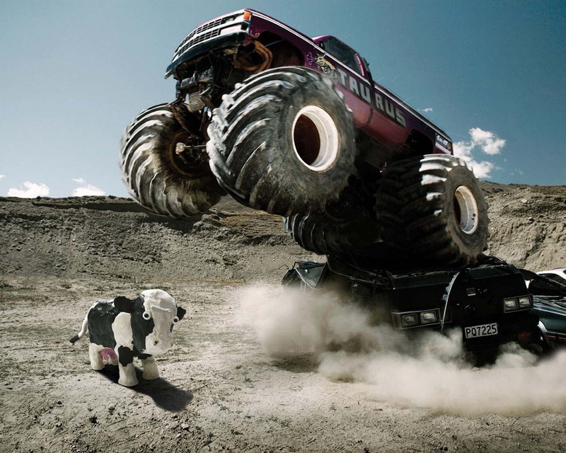 hd, cars, action, stop, monster, jump, 720P, truck