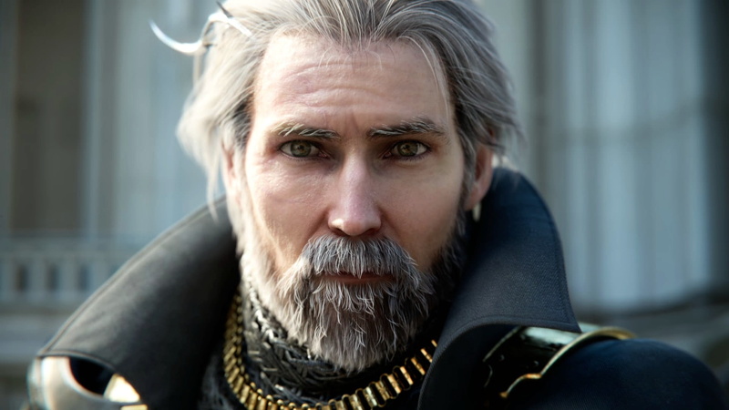 one person, clothing, Kingsglaive: Final Fantasy XV, headshot, portrait, white hair, men, facial hair, adult, mustache, front view, Final Fantasy, gray hair