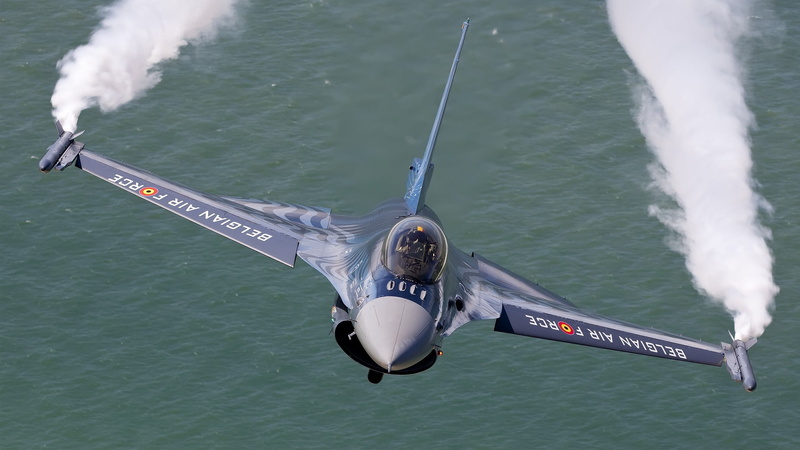 on the move, gray, mid-air, airplane, 2K, nautical vessel, animal, nature, high angle view, transportation, motion, water, speed, no people, Belgian Air Force