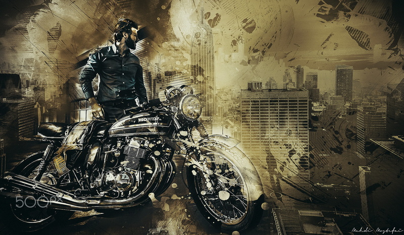 building exterior, stationary, riding, adult, ride, city, biker, 1080P, built structure, bicycle, mode of transportation, street, transportation, digital art
