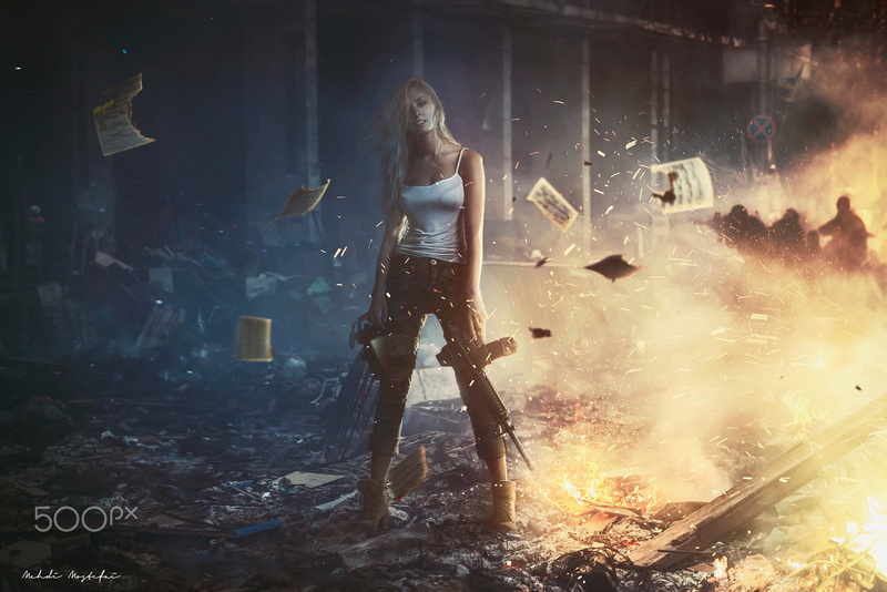 smoke - physical structure, sparks, full length, lifestyles, blurred motion, Mehdi Mostefaï, architecture, event, built structure, street, battle, motion