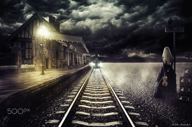 rail transportation, 1080P, nature, night, architecture, women, train station, railroad track, lighting equipment, track, the way forward, vanishing point