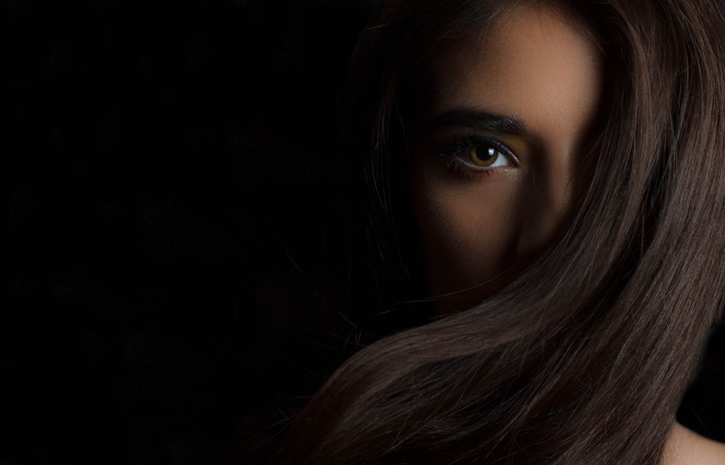 face, body part, beautiful woman, close-up, black background, 500px, young adult, 1080P, dark, human hair, adult, headshot, human body part, brown hair
