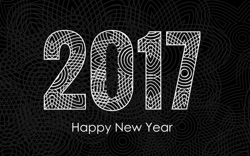 new, year, 2K, black and white, white, happy, celebrations, black, happy new year, 2017