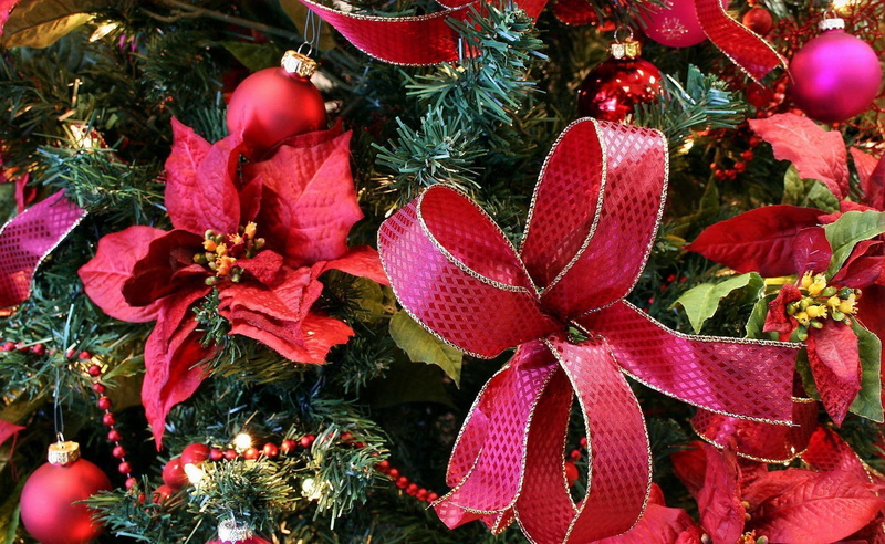 decorations, new year, christmas, new, year, tree, 1080P, bows, holiday