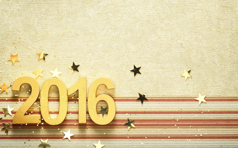Numbers, Happy, 2K, New, Golden, Year, Stars, 2016