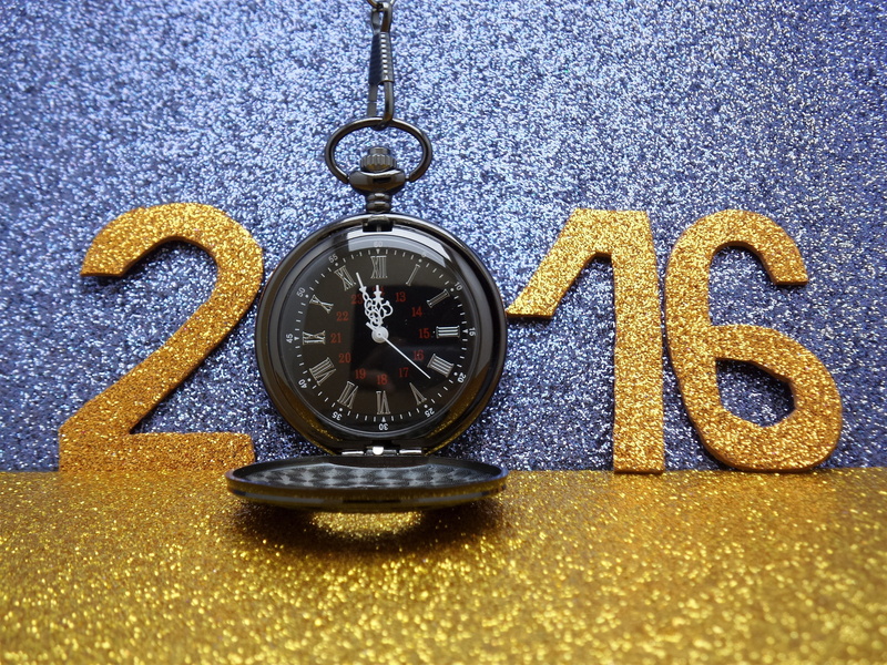 Watch, Golden, 2016, 2K, Happy, Year, Glitter, New