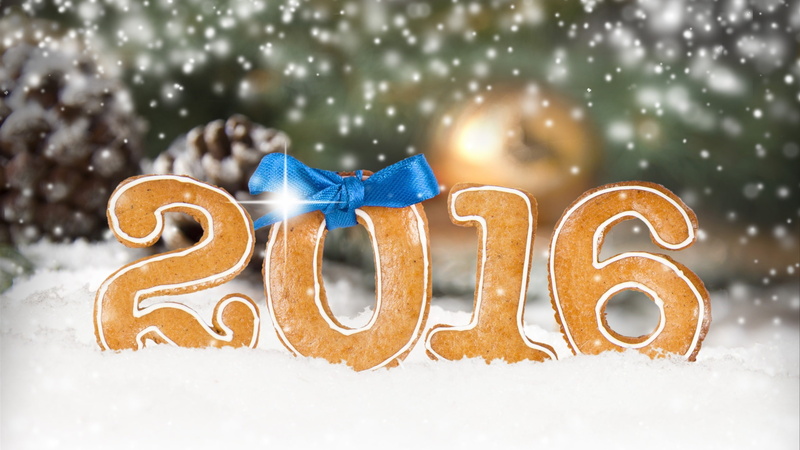Year, 2016, Cookies, Snow, 2K, New, Happy
