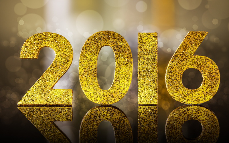 2K, year, New Year, freestanding, new, bokeh, Happy, number, golden, glitter, 2016