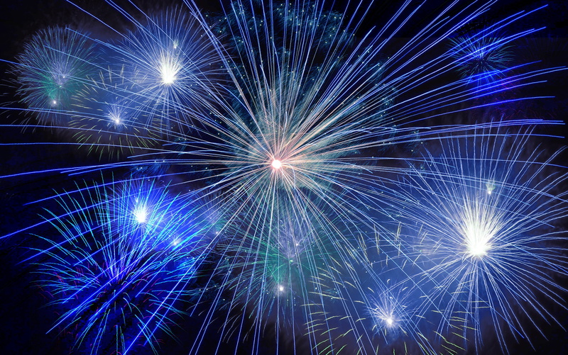 star effects, blue, night, event, nature, outdoors, 2016, photography, turn of the year, midnight, timelapse, illuminated, glowing, pyrotechnics, sky, firework display